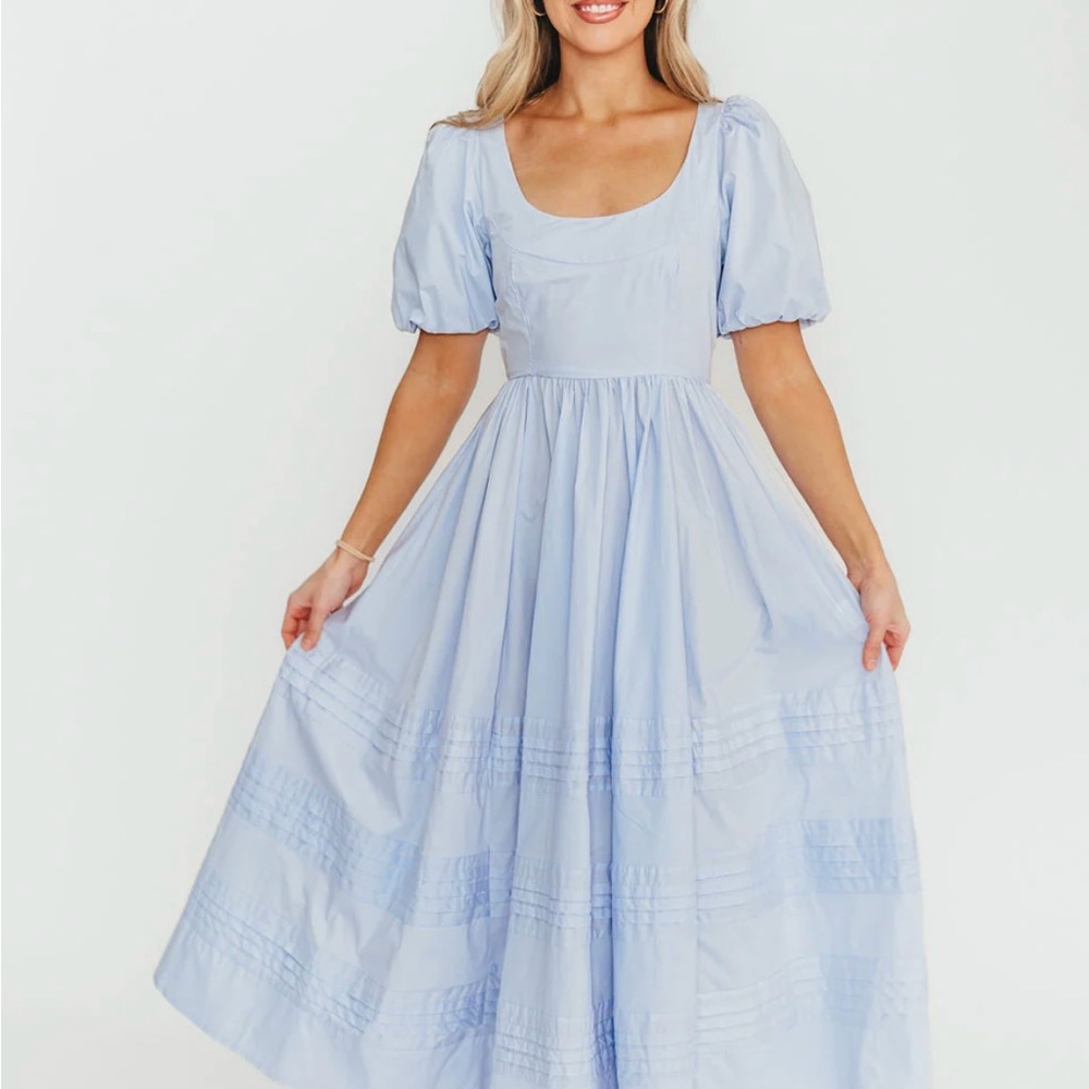 Milana Puffed Sleeve Cotton Midi Dress